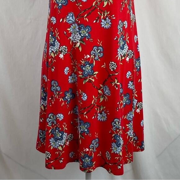 LOFT Red Floral Print Casual Vacation Cruise Shift Dress NWOT Size SP - Picture 4 of 13